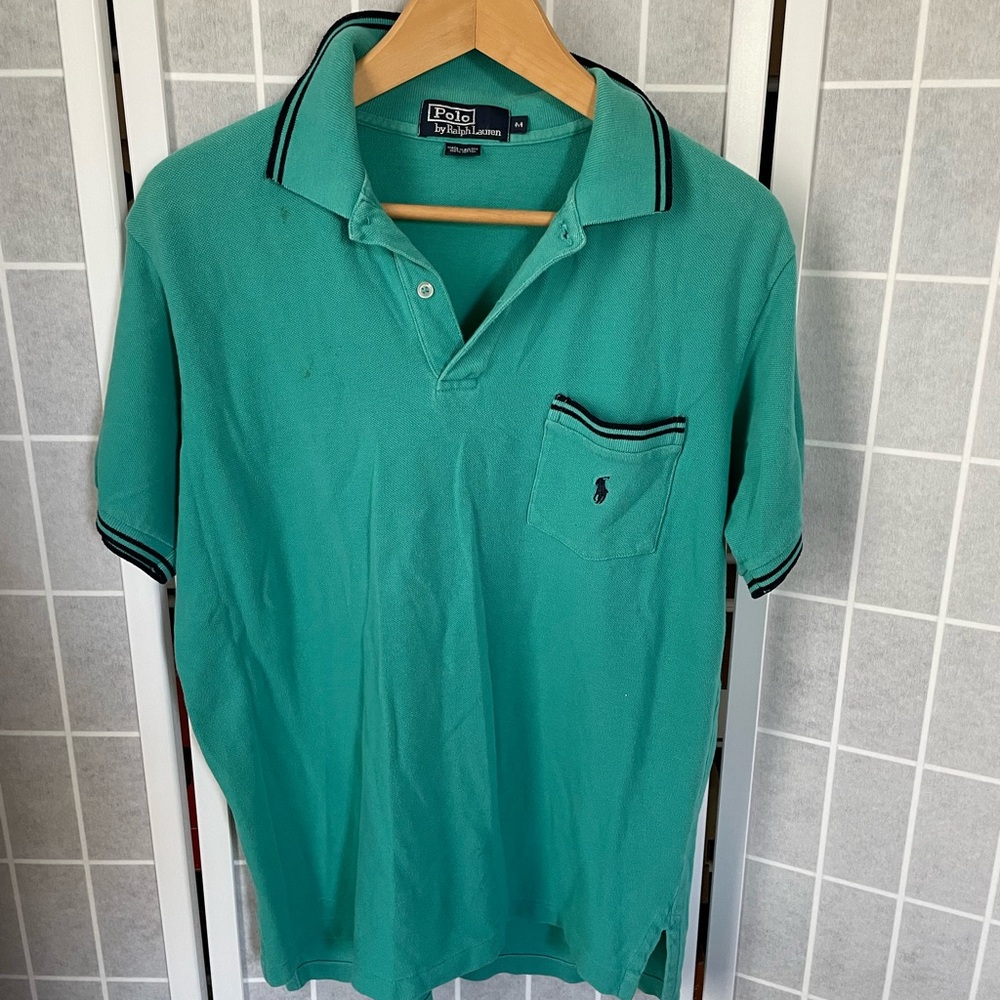 Polo Ralph Lauren short sleeved cotton top, Green, Size Medium.
